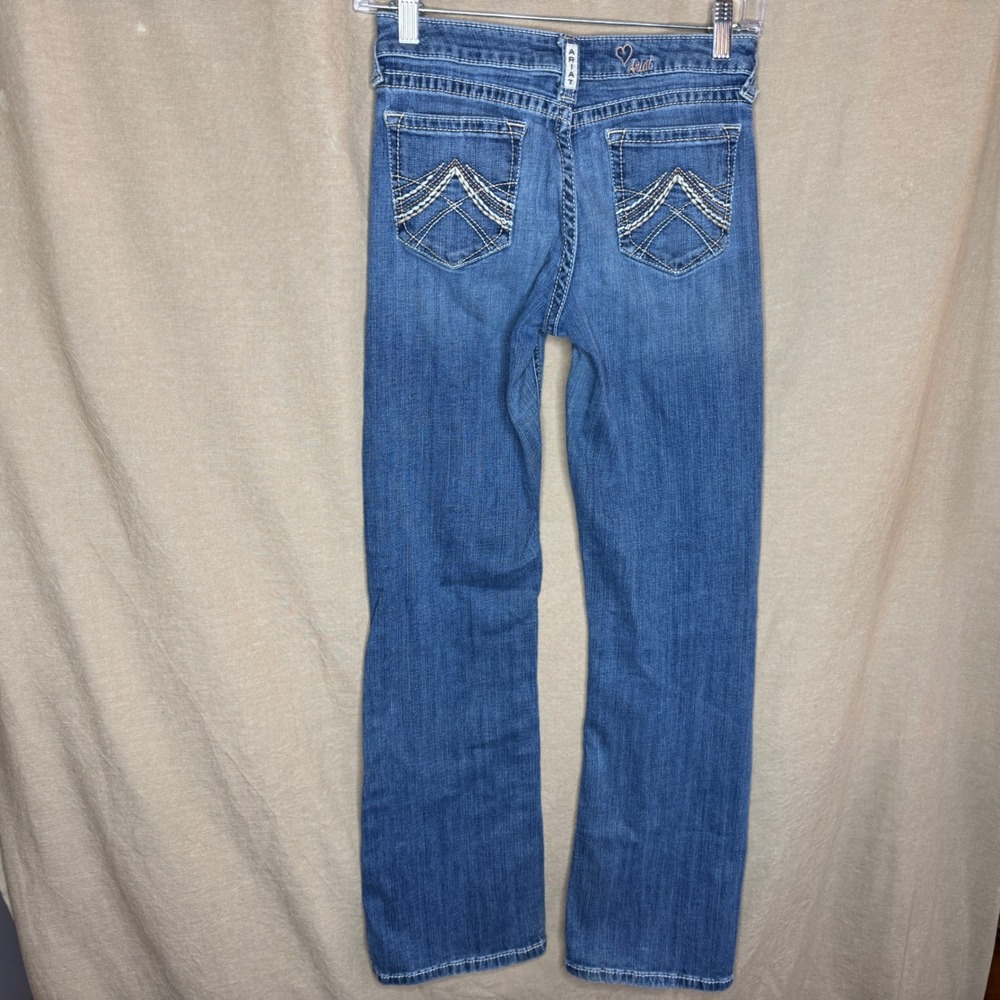 Ariat REAL Denim Girls Size 14 Medium Wash Embroidered Bootcut Western Jeans - Picture 3 of 5